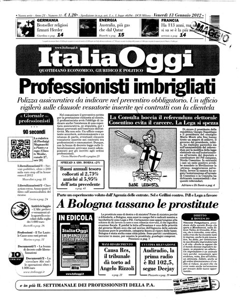 Italia oggi : quotidiano di economia finanza e politica